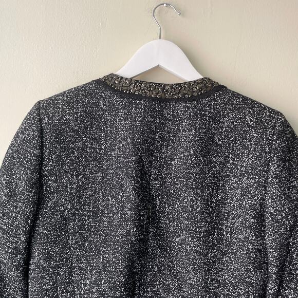 Classiques Entier Black & Gray Tweed Sequenced Neckline Jacket - M - Picture 4 of 11